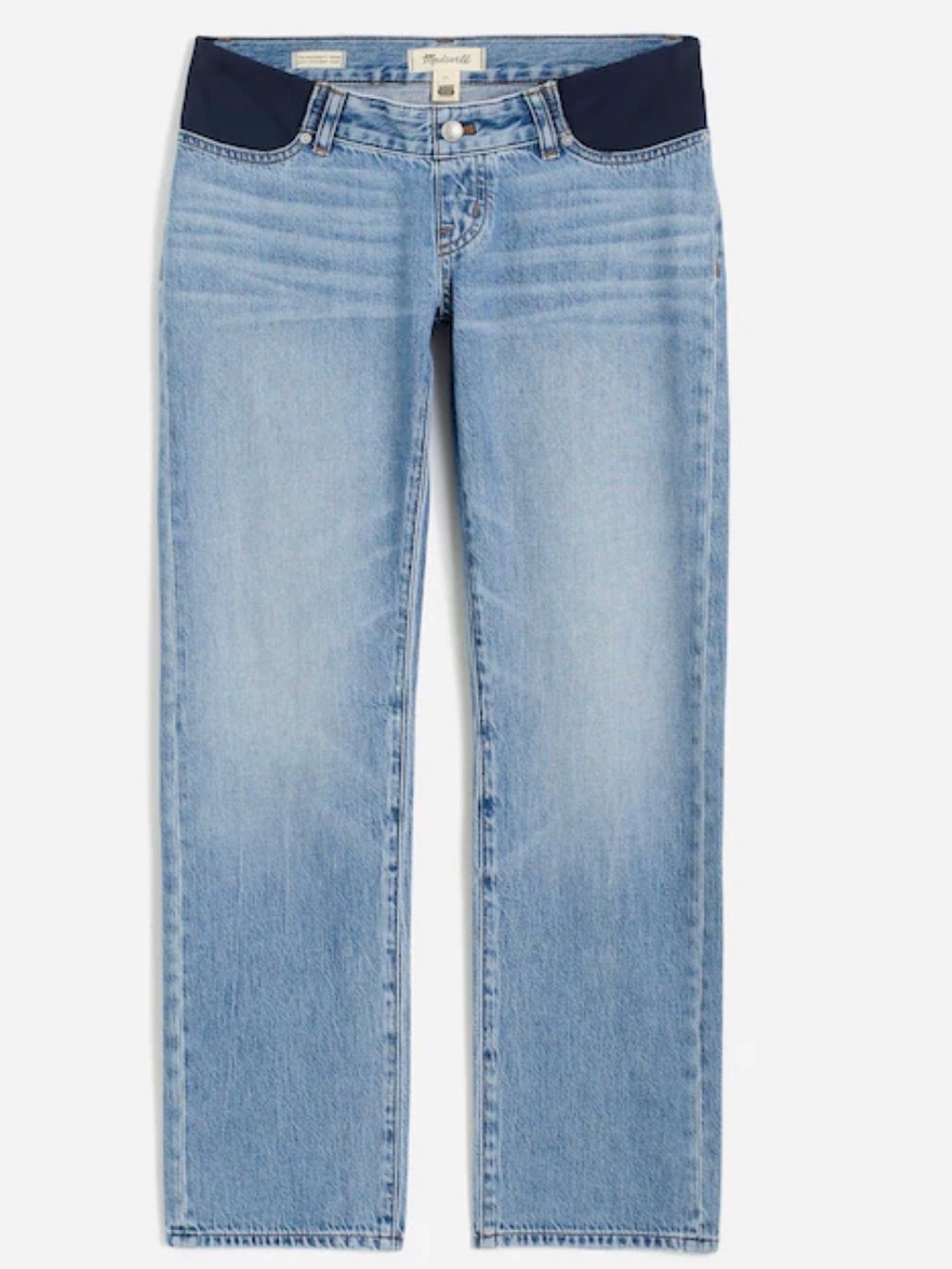 Madewell Light Wash Blue Jeans with Navy Waist Panels